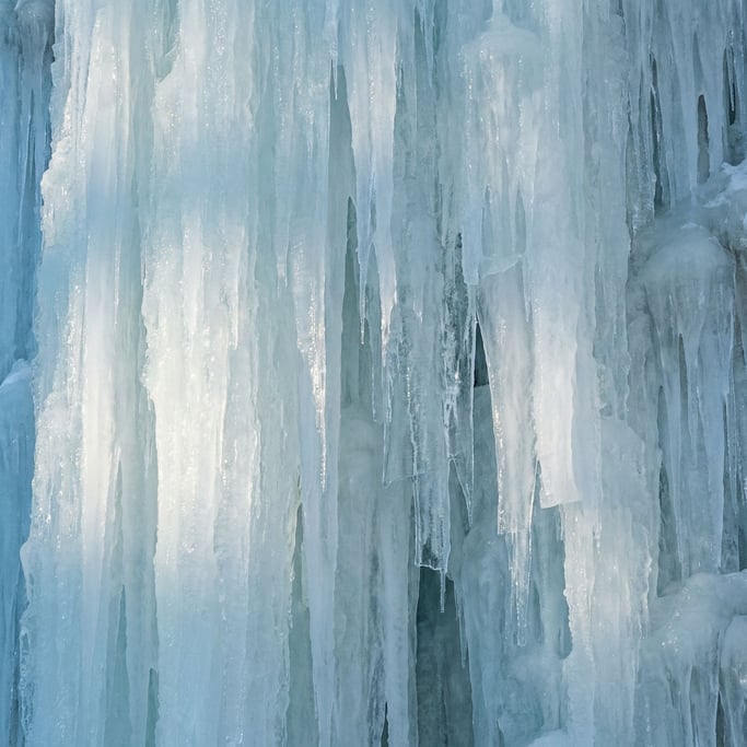Frozen waterfall surface consuming the entire view