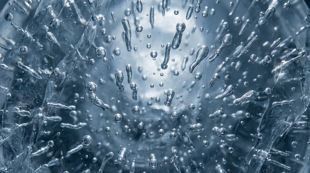 Air bubbles trapped in clear ice filling the frame