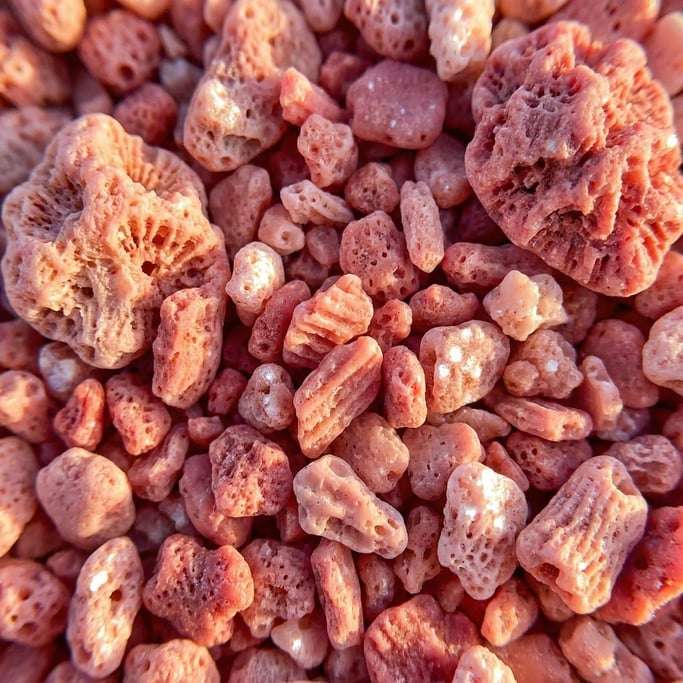 Pink coral sand at extreme magnification consuming the entire view