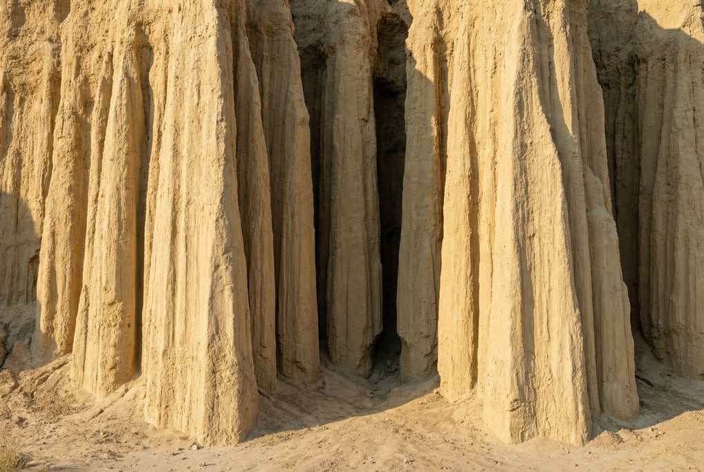 Loess wind-deposited silt in vertical cliff face filling the frame