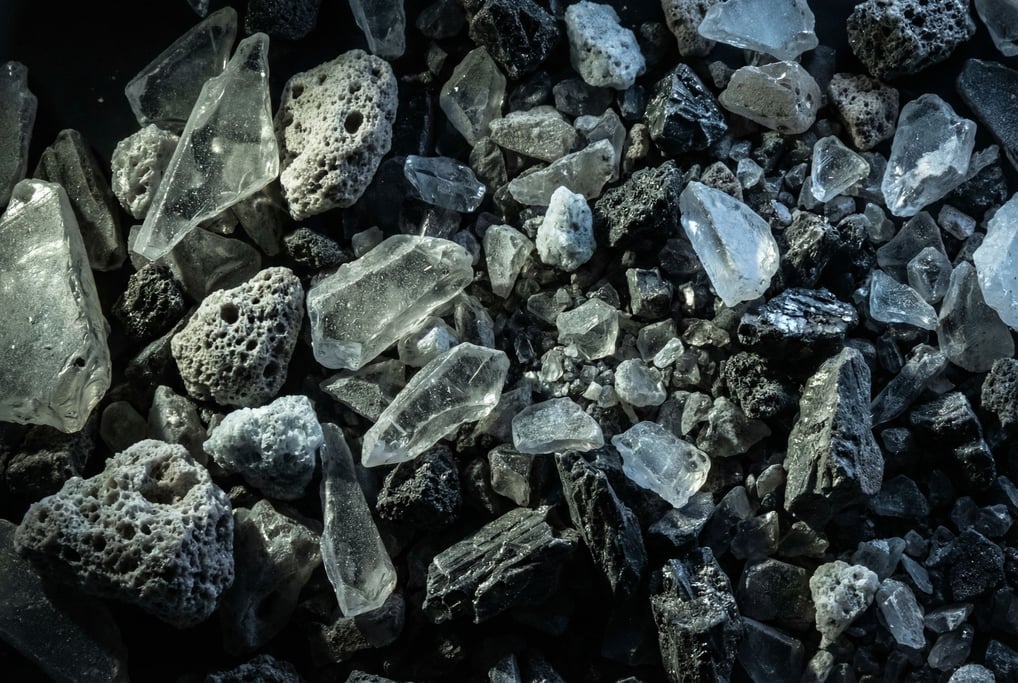 Volcanic ash in microscopic view filling the frame