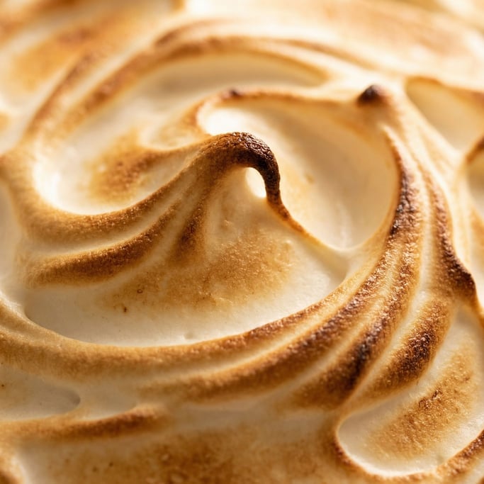 Meringue surface in extreme close-up stretching edge to edge
