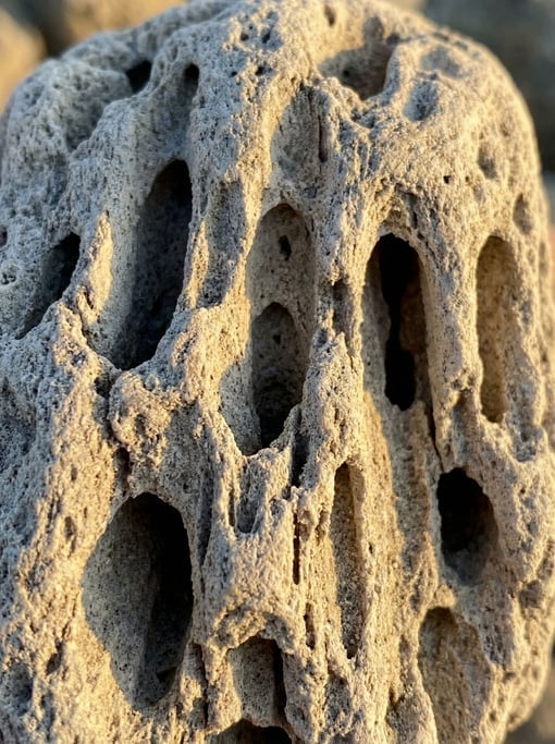 Pumice stone in extreme close-up captured at macro scale