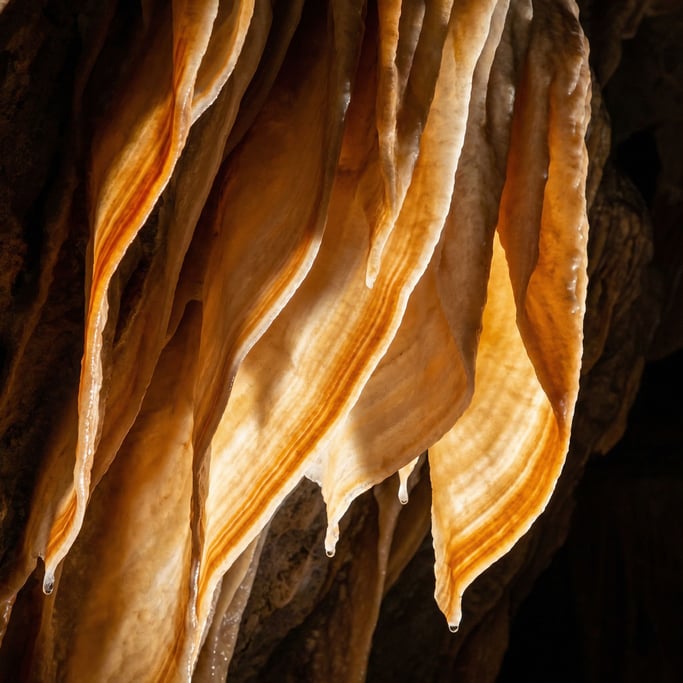 Calcium carbonate stalactite surface captured at macro scale