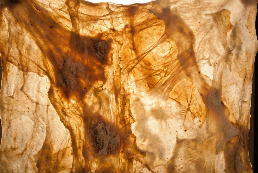 Raw rawhide in natural translucent state filling the frame