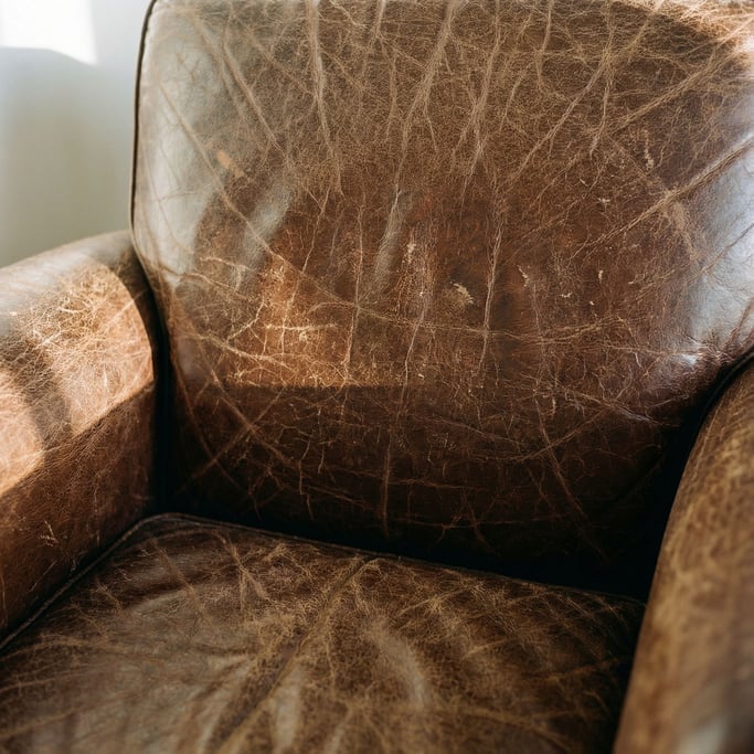 Extreme close-up of Worn leather surface showing natural grain, scratches (rb3z1yxl)