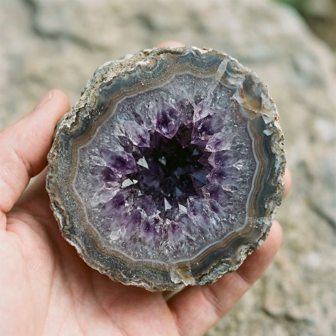 Extreme close-up of Cross-section of a geode (yedzzqur)