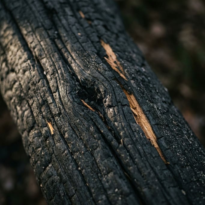 Extreme close-up of Charred wood surface (suonsacf)