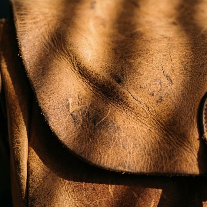 Extreme close-up of Worn leather surface showing natural grain, scratches (wwhawkyx)