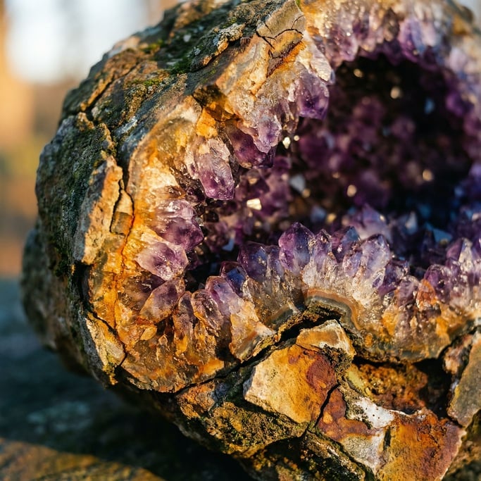 Detail photograph of Cross-section of a geode (idhrzjsc)