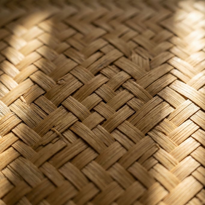 Extreme close-up of Woven bamboo mat macro (b9afchva)