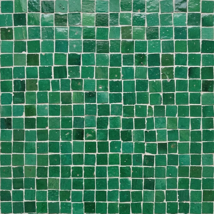 Seamless tileable texture of Zellige tile in green