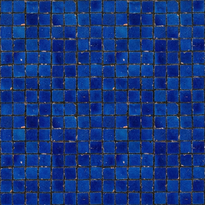 Seamless tileable texture of Zellige tile in blue