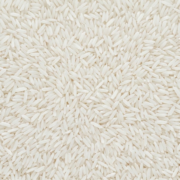 Seamless tileable texture of rice grains, long grain white rice packed together in uniform pattern