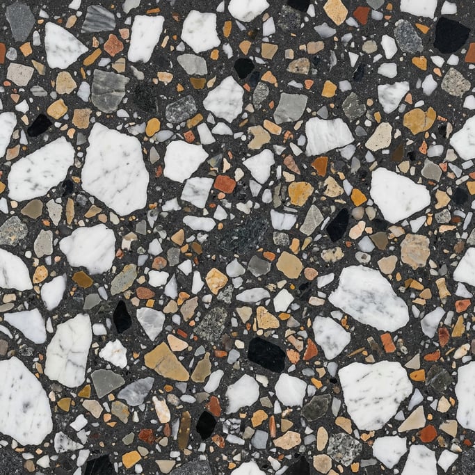 Seamless tileable texture of terrazzo in charcoal