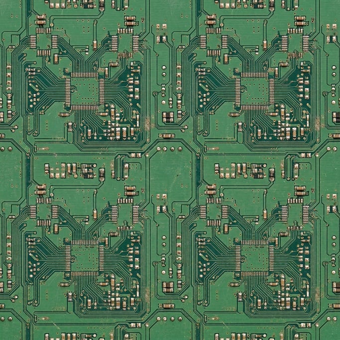 Seamless tileable texture of circuit board lightly weathered and aged