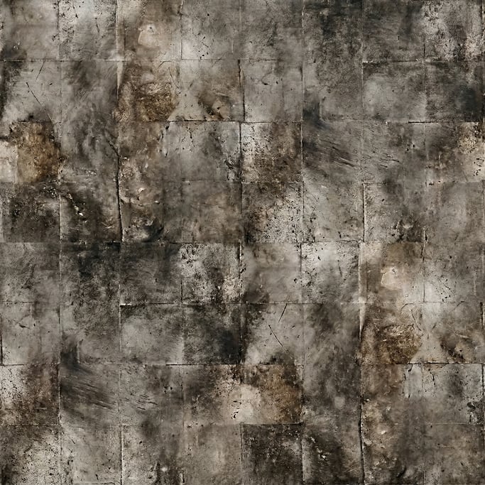 Seamless tileable texture of silver leaf heavily worn and patinated