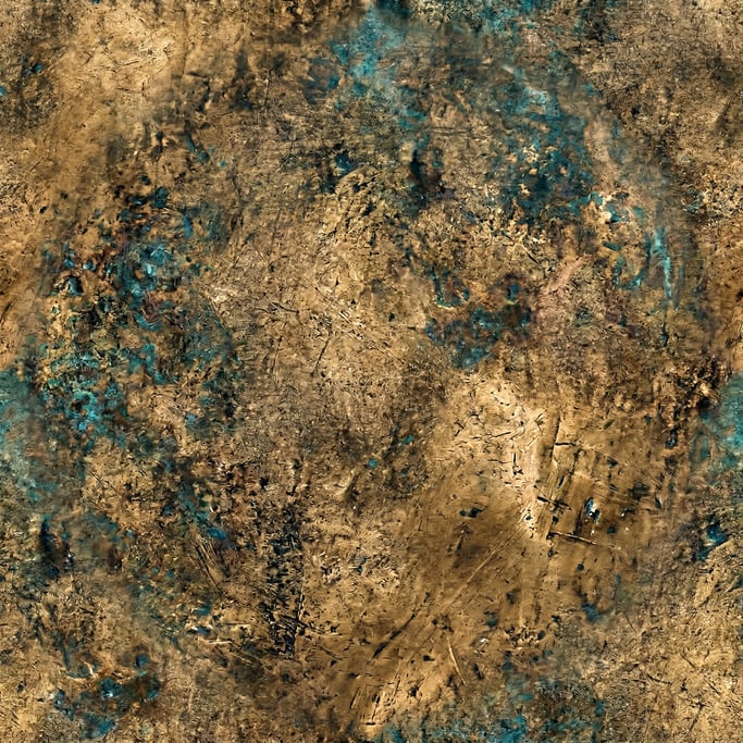 Seamless tileable texture of bronze heavily worn and patinated