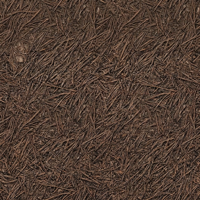 Seamless tileable texture of pine needle floor heavily worn and patinated