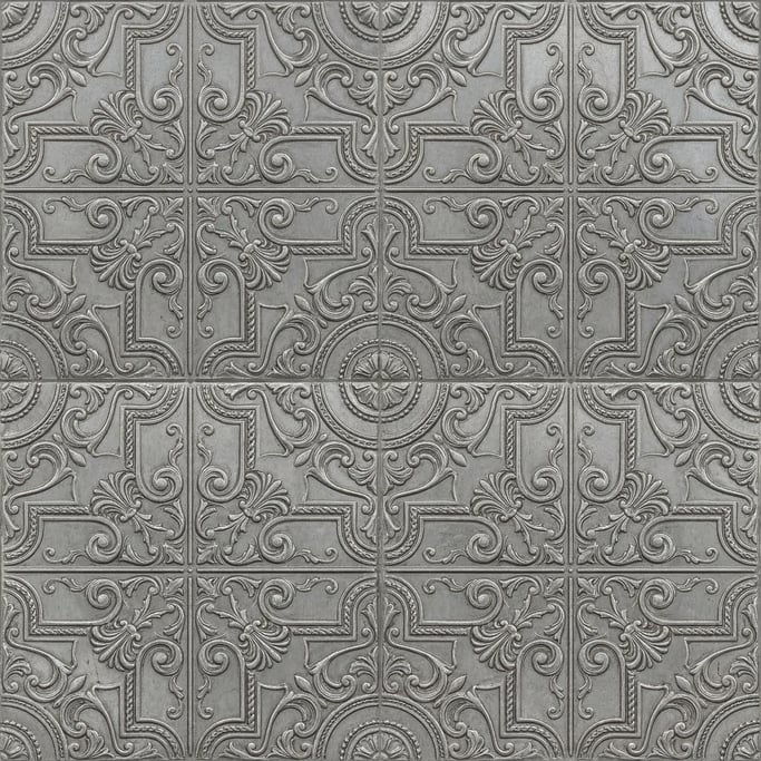 Seamless tileable texture of tin ceiling tile pattern freshly cut and raw