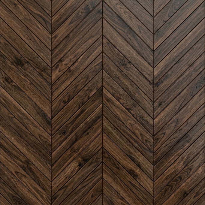 Seamless tileable texture of parquet chevron walnut wet with water