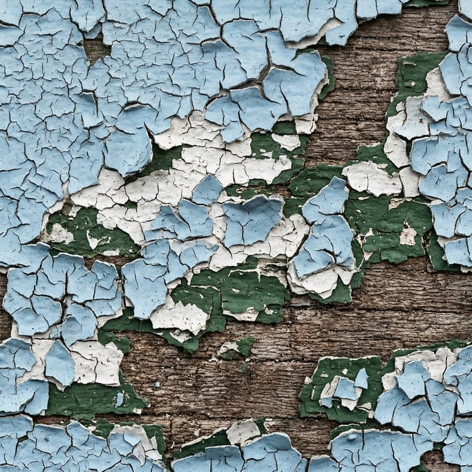 Seamless tileable texture of peeling paint on wood at higher magnification
