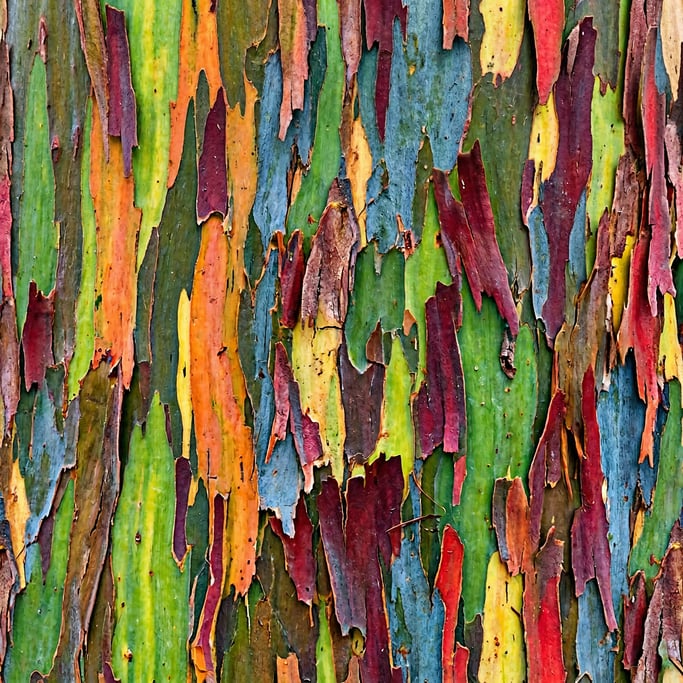 Seamless tileable texture of bark eucalyptus freshly cut and raw