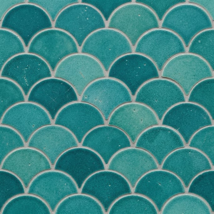 Seamless tileable texture of Moroccan fish-scale tile at higher magnification