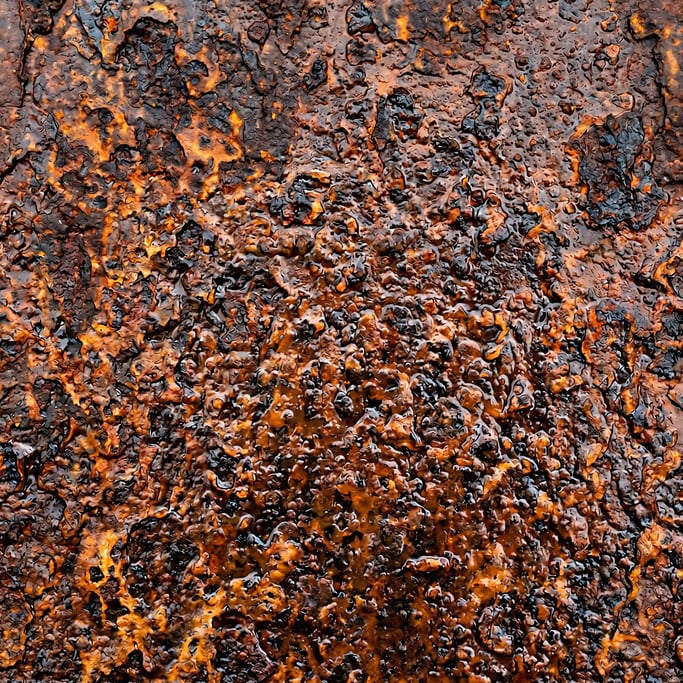 Seamless tileable texture of rusted iron wet with water