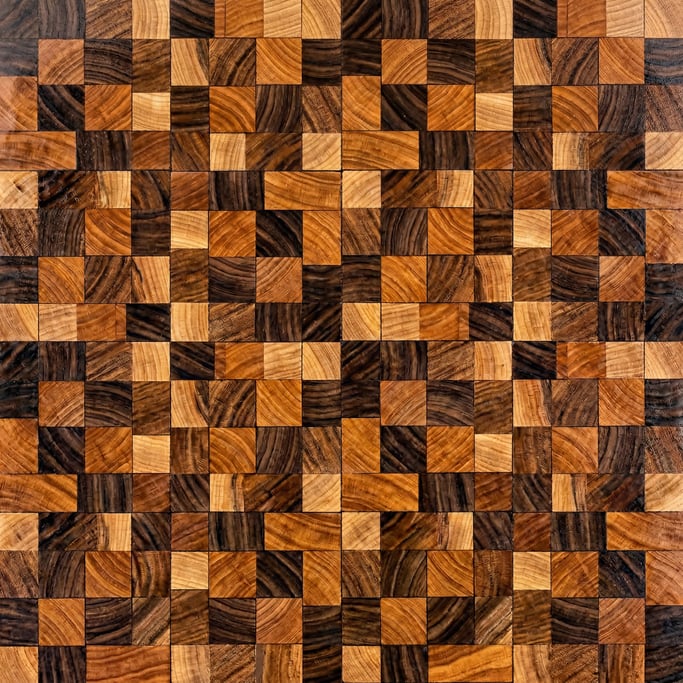 Seamless tileable texture of end-grain butcher block wet with water