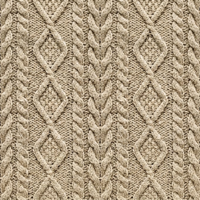 Seamless tileable texture of cable knit heavily worn and patinated