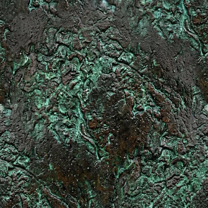 Seamless tileable texture of oxidized bronze wet with water