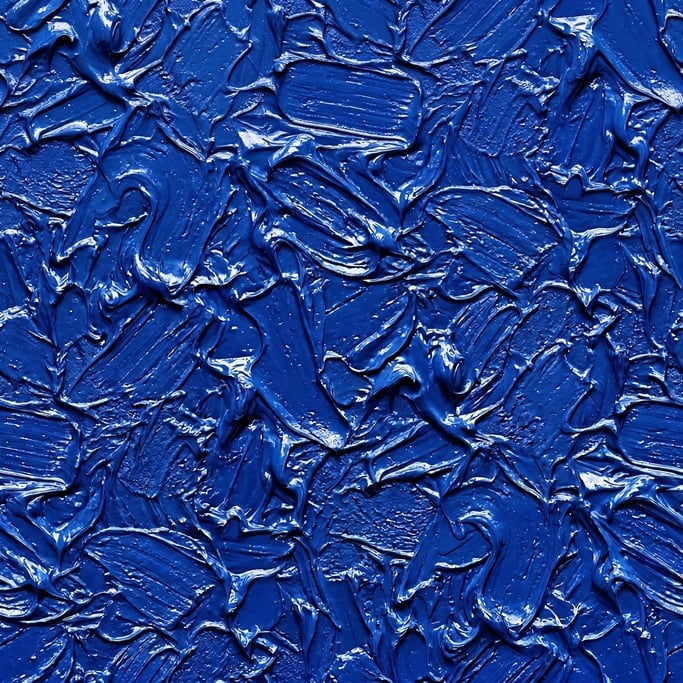 Seamless tileable texture of oil paint impasto blue freshly cut and raw