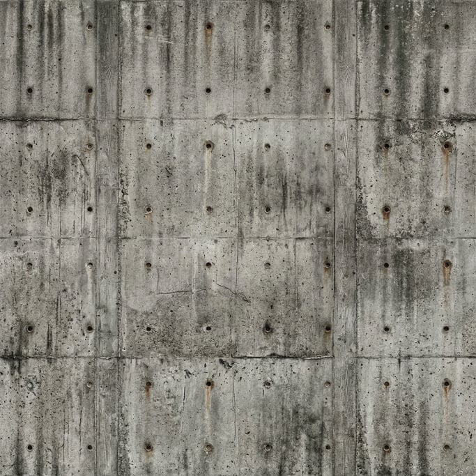 Seamless tileable texture of brutalist concrete heavily worn and patinated