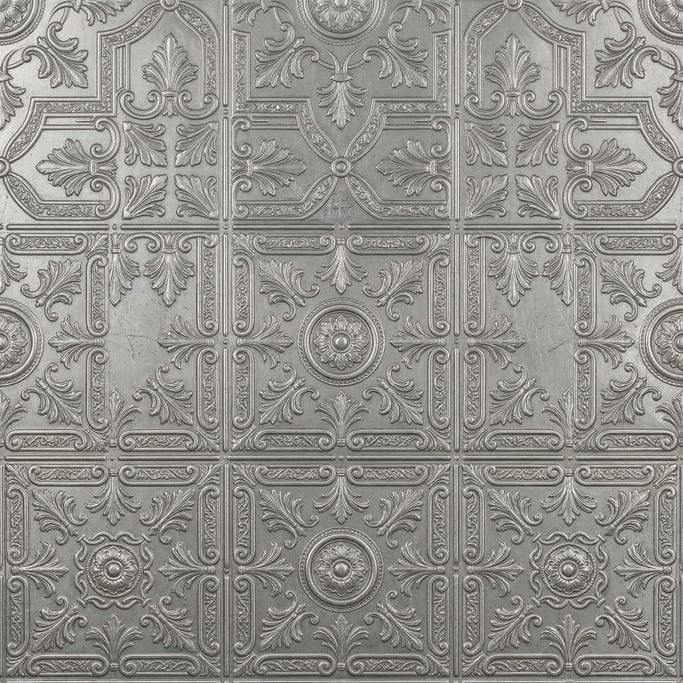 Seamless tileable texture of tin ceiling tile pattern freshly cut and raw