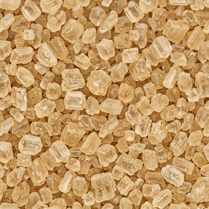 Seamless tileable texture of raw cane sugar in extreme close-up showing micro-detail