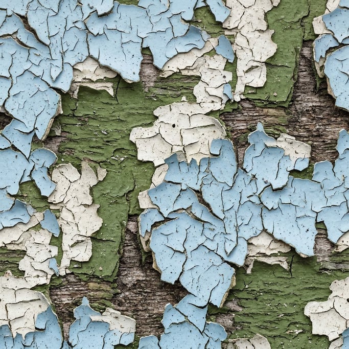 Seamless tileable texture of peeling paint on wood at higher magnification