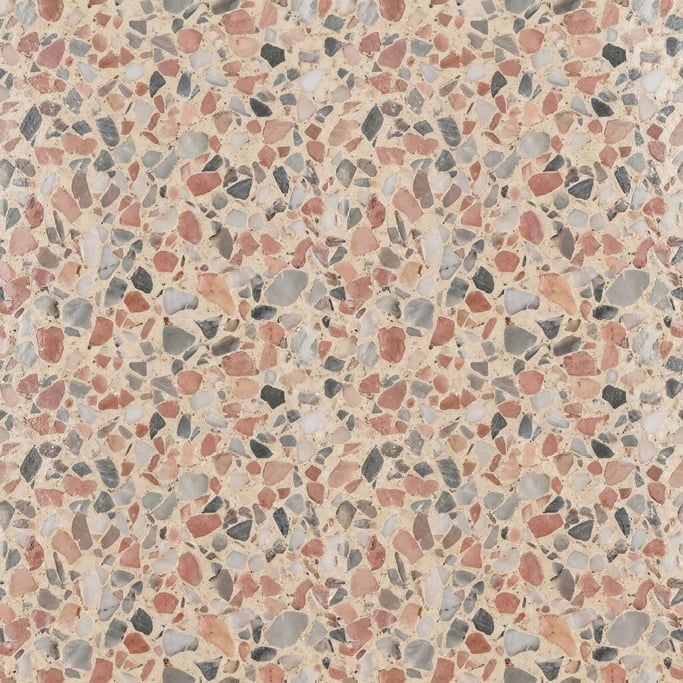 Seamless tileable texture of terrazzo in cream wet with water