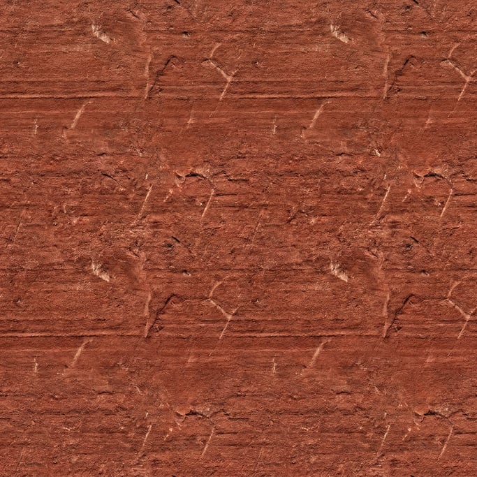 Seamless tileable texture of red sandstone heavily worn and patinated