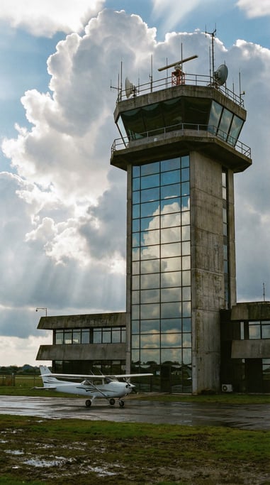 Control tower at a small airfield