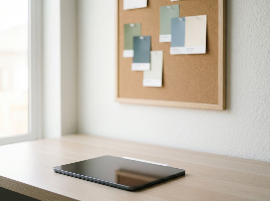 A designer's modern workspace with a tablet and stylus on a light desk (uou2jnyf)