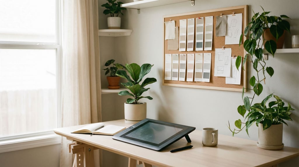 A designer's modern workspace with a tablet and stylus on a light desk (19jzf3lz)