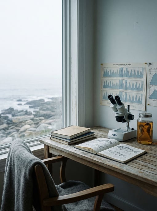 A marine biologist's coastal research nook