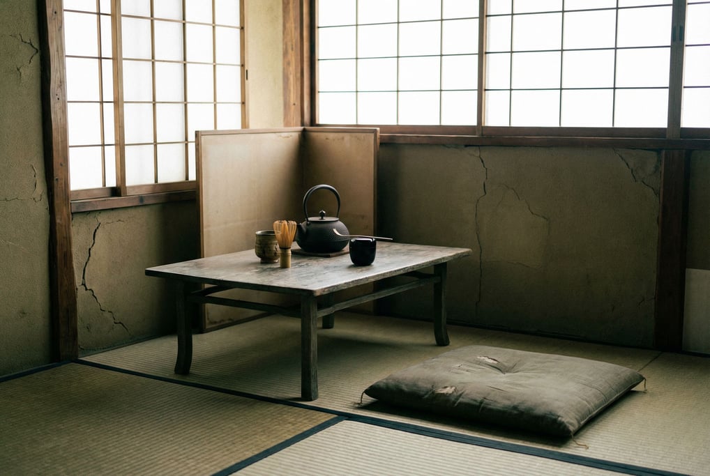 A tea ceremony master's preparation alcove in a Kyoto machiya