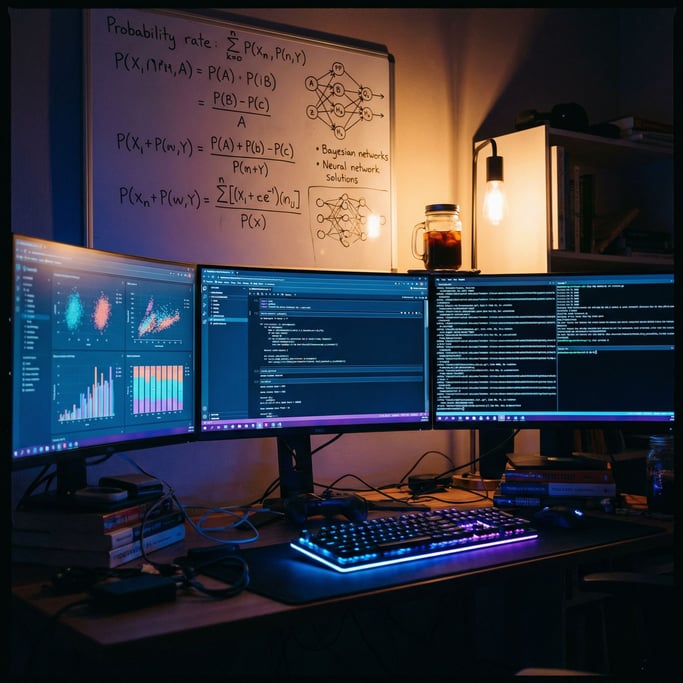 A data scientist's midnight coding station