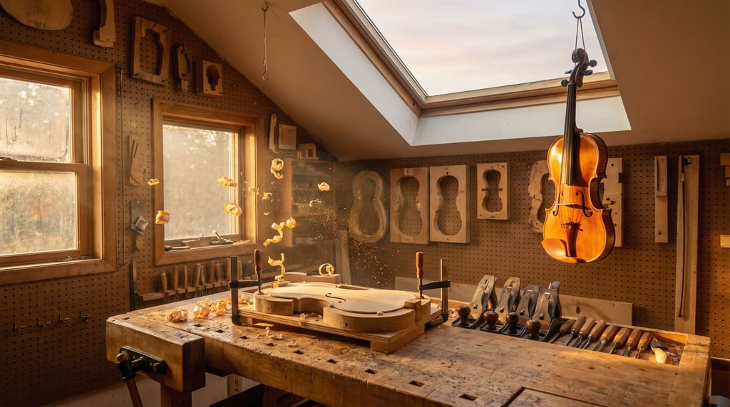 A luthier's violin-making workshop