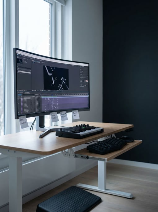 A motion graphics designer's standing desk