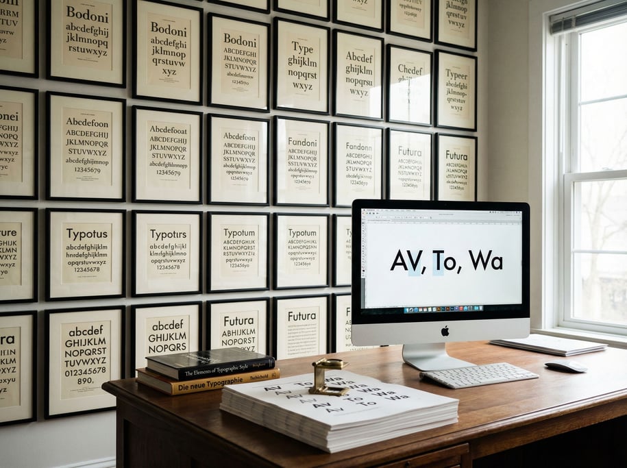 A typographer's specimen wall and workspace