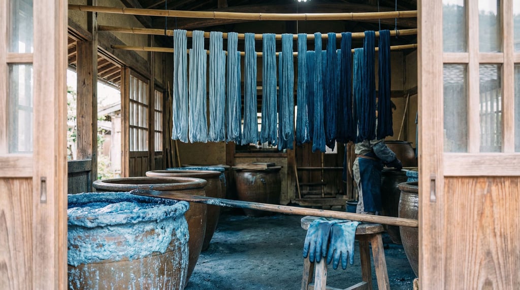 A traditional indigo dyer's workshop in rural Japan