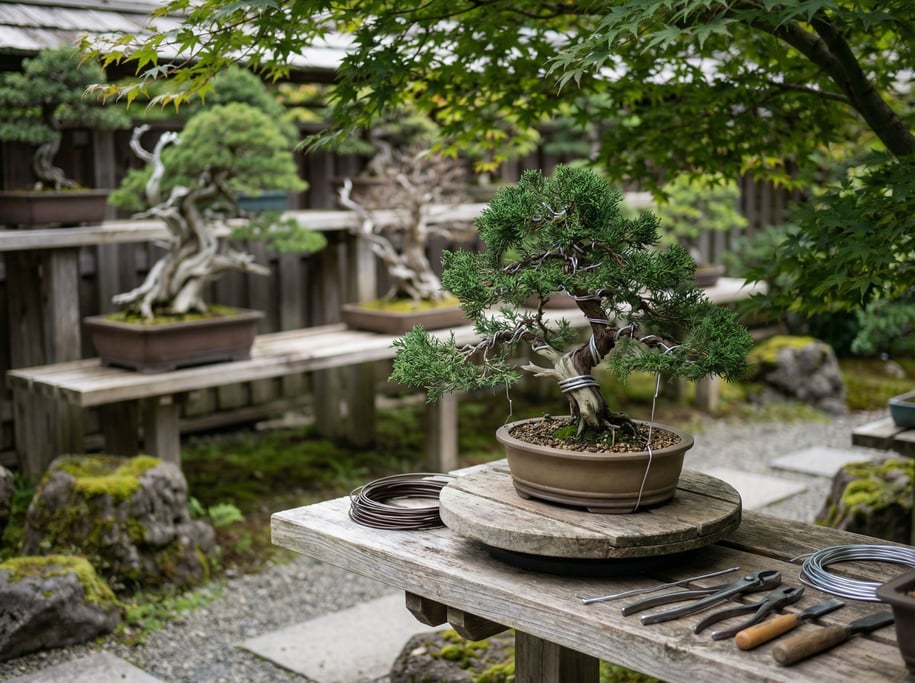 Outdoors on a training bench